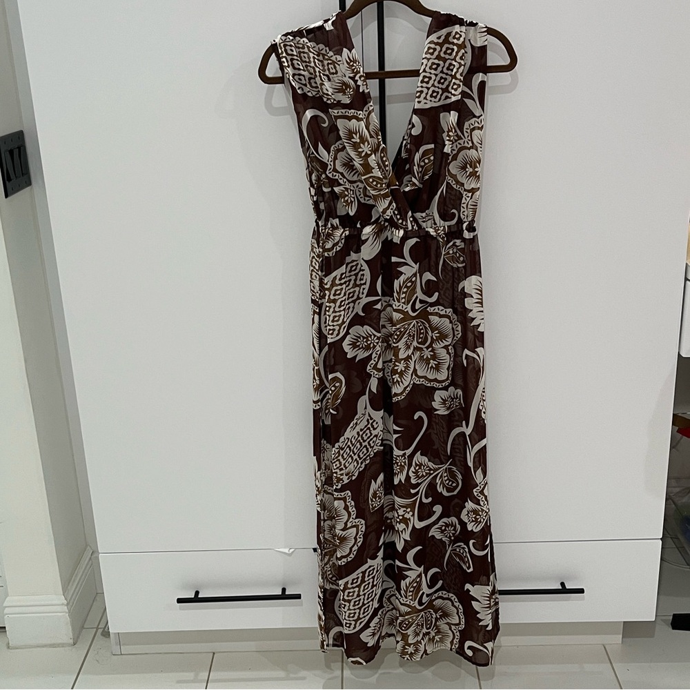 Just Love Brown and Cream Patterned Maxi Dress